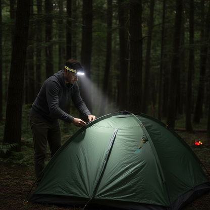 COB LED Sensor Head Lamp Induction Headlamp Built-in Battery Flashlight USB Rechargeable Head Torch 5 Lighting Modes Headlight